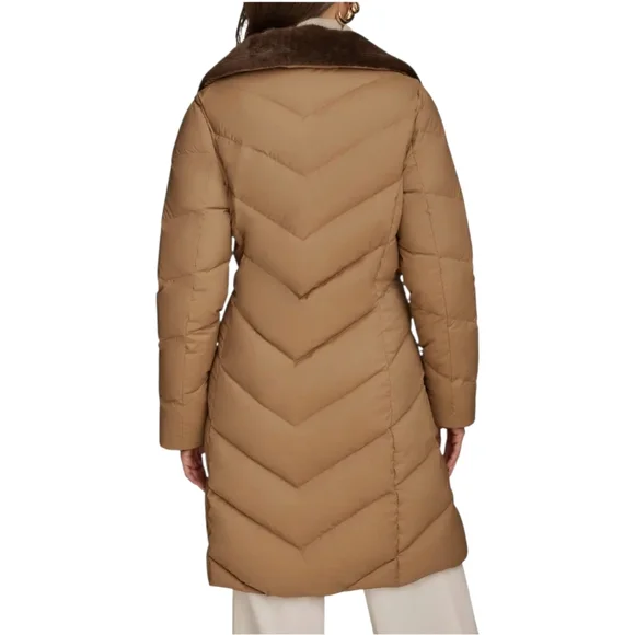 Chevron Down Puffer Coat Antique Gold - Picture 3 of 11